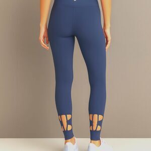 NWOT Calme by Johnny Was Cutout High Waist Gym Yoga Leggings in Midnight Blue XS